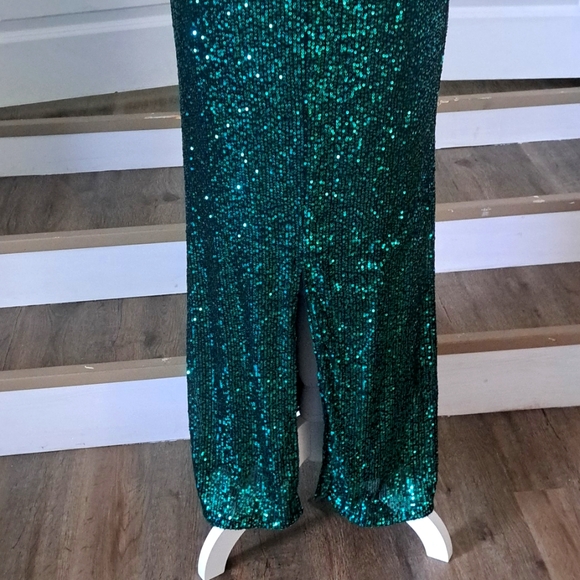 AGENDA DANNOS Spg Straps Sequin Maxi Dress Backless Split Evening Gown L NWT - Picture 7 of 10